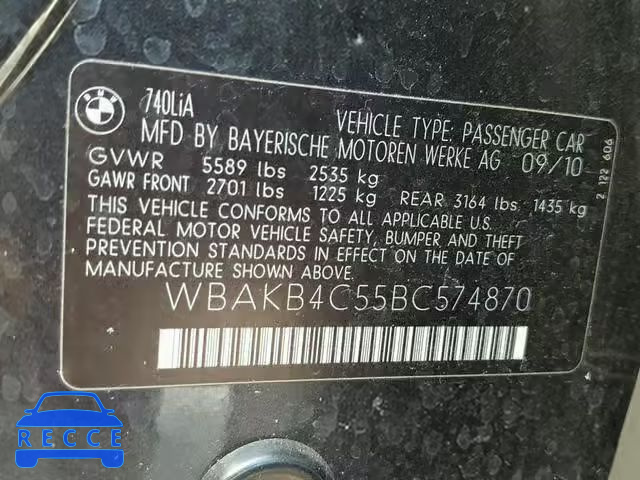 2011 BMW 740 LI WBAKB4C55BC574870 image 9