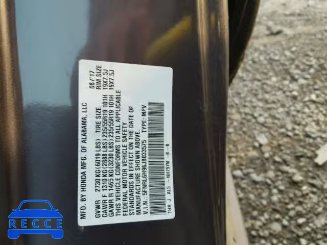 2018 HONDA ODYSSEY EL 5FNRL6H96JB033575 image 9