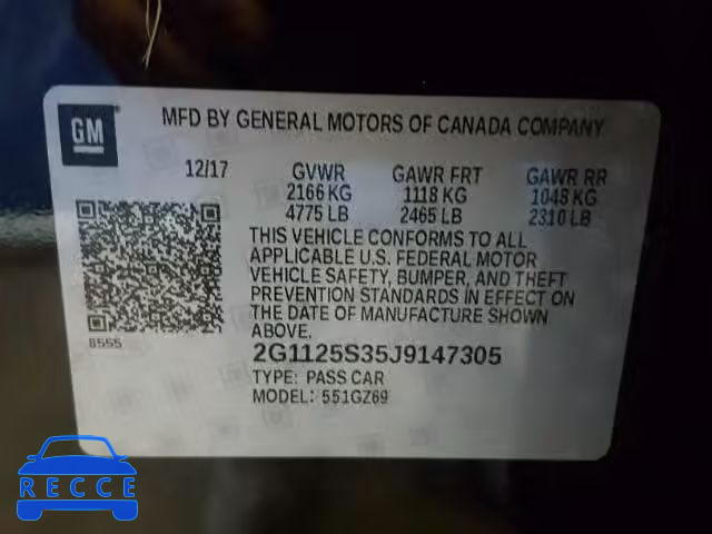 2018 CHEVROLET IMPALA PRE 2G1125S35J9147305 image 9