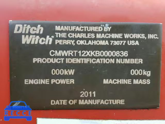 2011 DITCH WITCH TRENCHER CMWRT12XKB0000836 image 9
