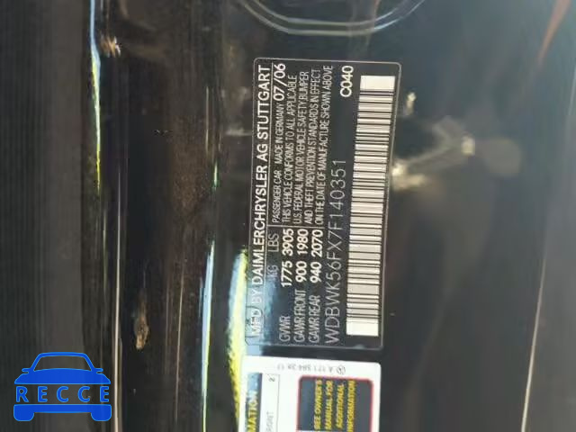 2007 MERCEDES-BENZ SLK 350 WDBWK56FX7F140351 image 9
