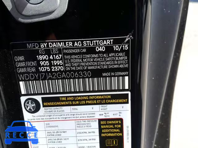 2016 MERCEDES-BENZ AMG GT S WDDYJ7JA2GA006330 image 9