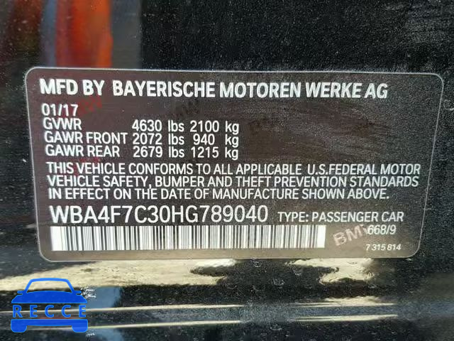 2017 BMW 430I GRAN WBA4F7C30HG789040 image 9