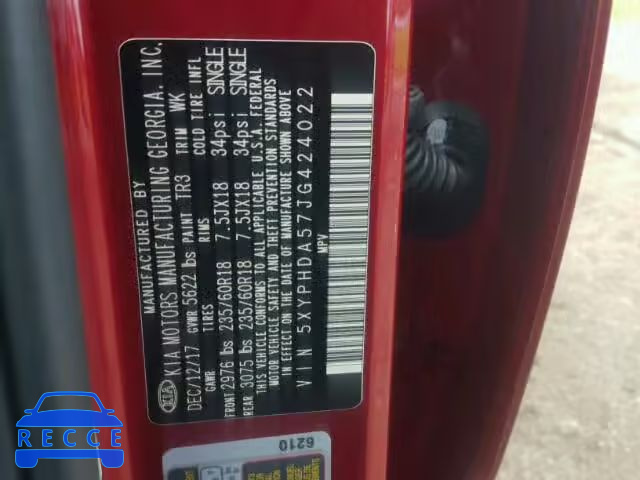 2018 KIA SORENTO EX 5XYPHDA57JG424022 image 9