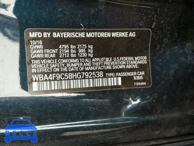 2017 BMW 430XI GRAN WBA4F9C58HG792538 image 9