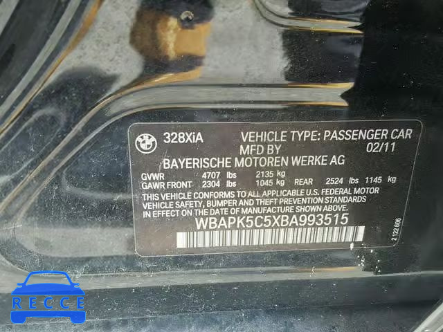 2011 BMW 328 XI SUL WBAPK5C5XBA993515 зображення 9