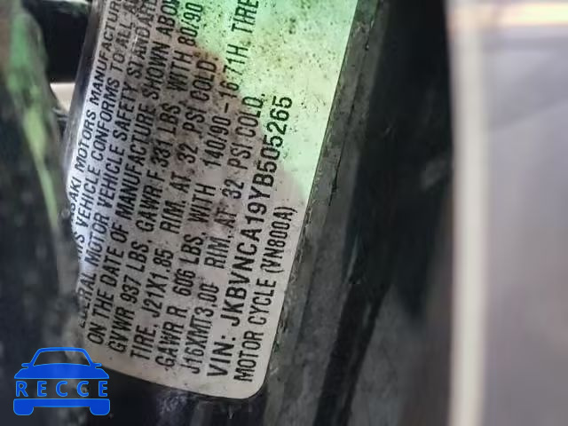 2000 KAWASAKI VN800 JKBVNCA19YB505265 зображення 9