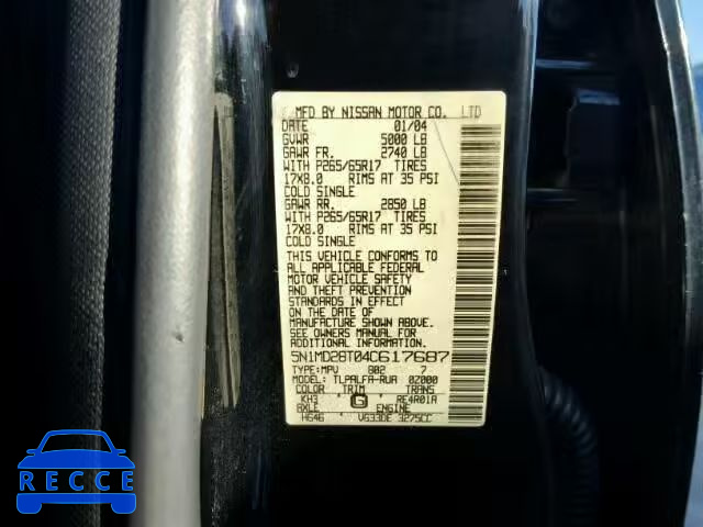 2004 NISSAN XTERRA SE 5N1MD28T04C617687 image 9