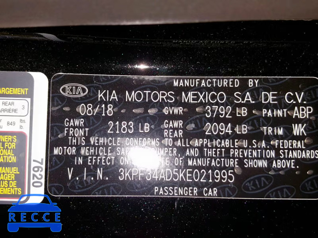 2019 KIA FORTE GT L 3KPF34AD5KE021995 image 9