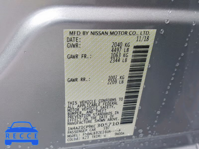 2019 NISSAN LEAF S 1N4AZ1CP9KC305710 image 9