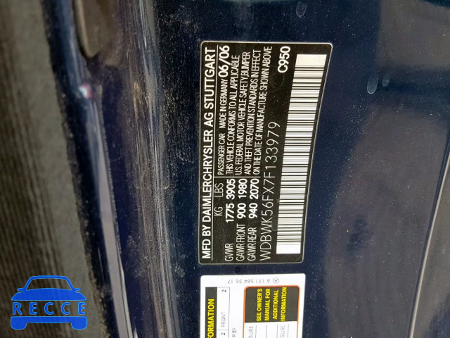 2007 MERCEDES-BENZ SLK 350 WDBWK56FX7F133979 image 9