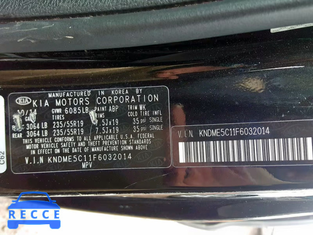 2015 KIA SEDONA SXL KNDME5C11F6032014 image 9