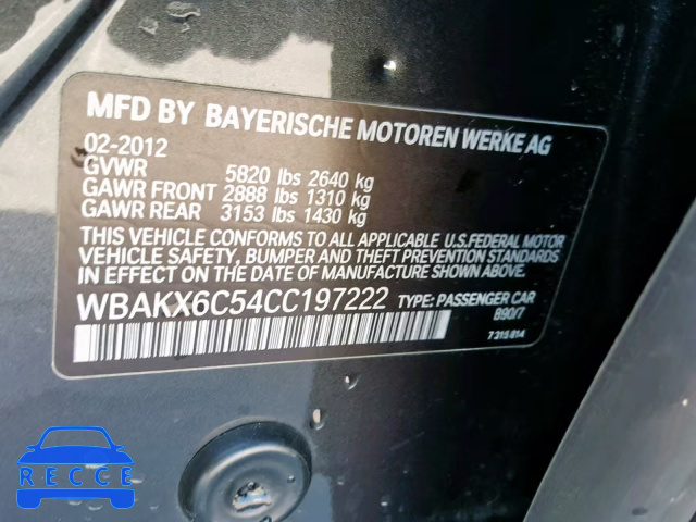 2012 BMW 750 I WBAKX6C54CC197222 image 9