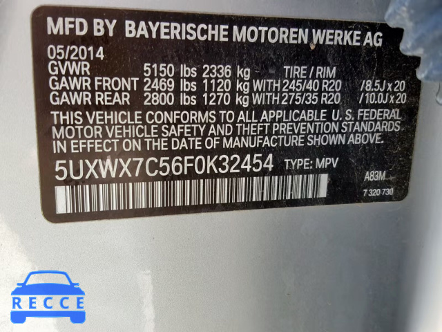 2015 BMW X3 XDRIVE3 5UXWX7C56F0K32454 зображення 9