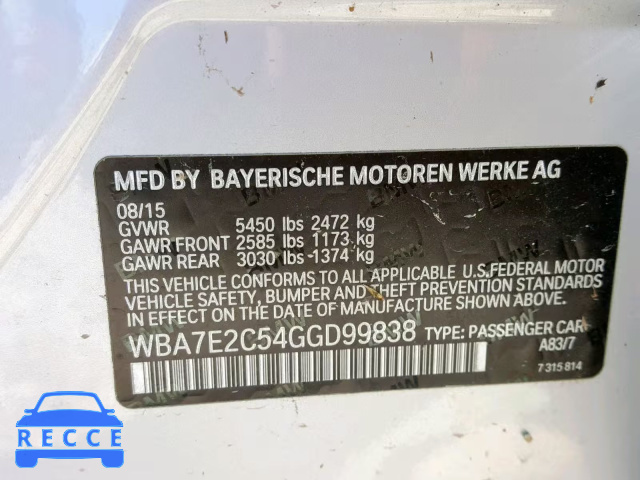 2016 BMW 740 I WBA7E2C54GGD99838 image 9