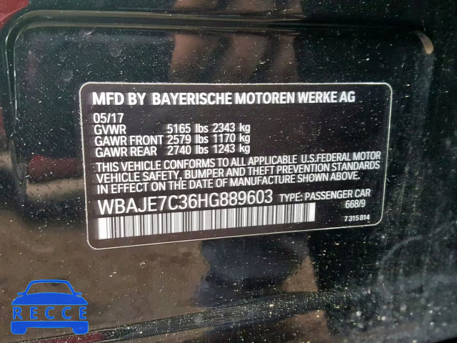 2017 BMW 540 XI WBAJE7C36HG889603 зображення 9