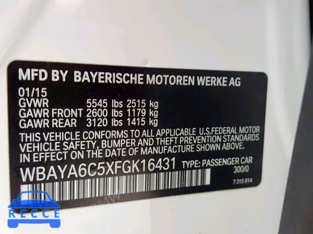2015 BMW 740 I WBAYA6C5XFGK16431 Bild 9