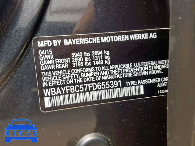 2015 BMW 750 LXI WBAYF8C57FD655391 image 9