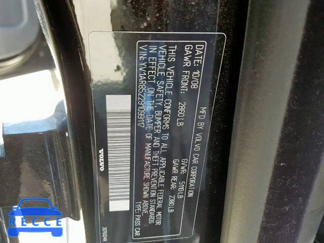 2009 VOLVO S80 V8 YV1AR852291099117 image 9