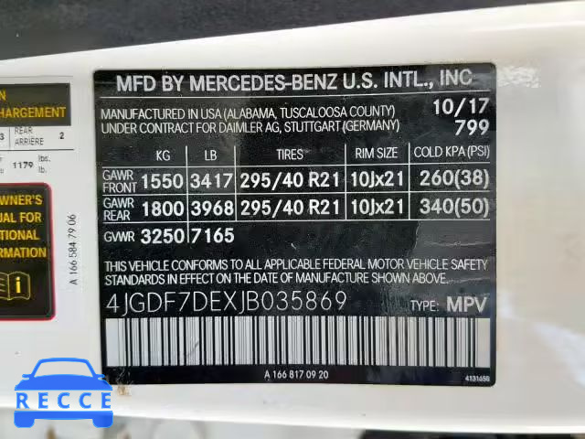 2018 MERCEDES-BENZ GLS 550 4M 4JGDF7DEXJB035869 Bild 9
