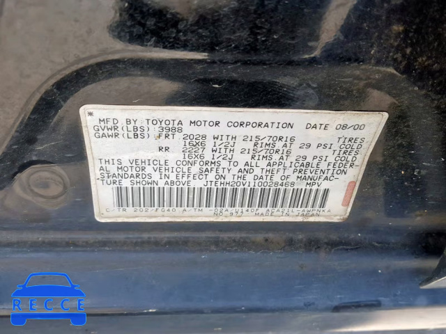 2001 TOYOTA RAV 4 JTEHH20V110028468 image 9