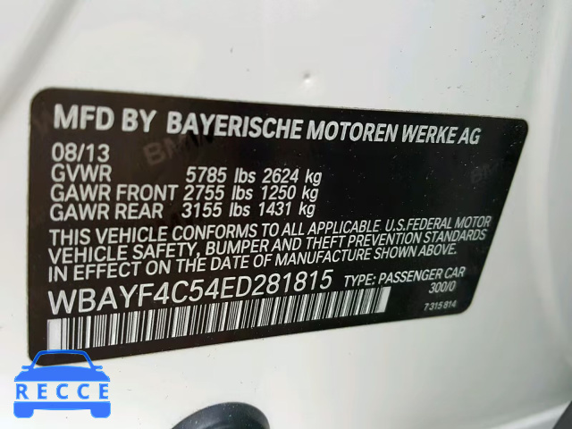 2014 BMW 740 LXI WBAYF4C54ED281815 зображення 9