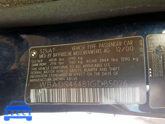 2001 BMW 525 IT AUT WBADS43481GD85026 image 9