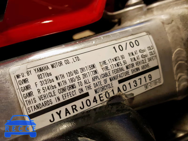 2001 YAMAHA YZFR6 L JYARJ04E01A013719 Bild 9