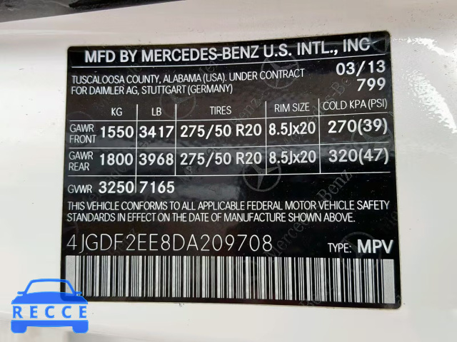 2013 MERCEDES-BENZ GL 350 BLU 4JGDF2EE8DA209708 зображення 9