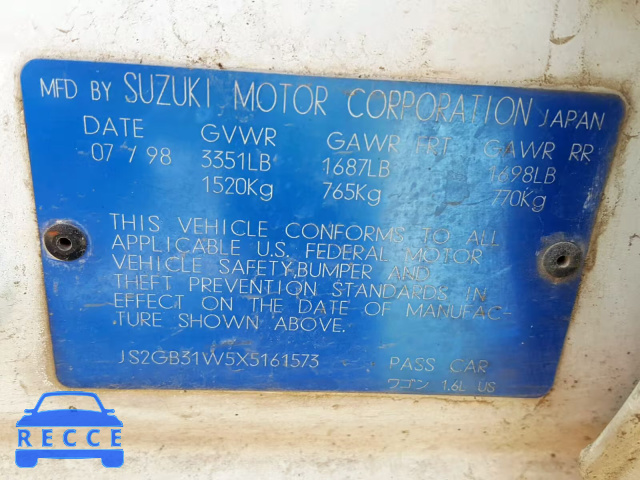 1999 SUZUKI ESTEEM GL JS2GB31W5X5161573 image 9