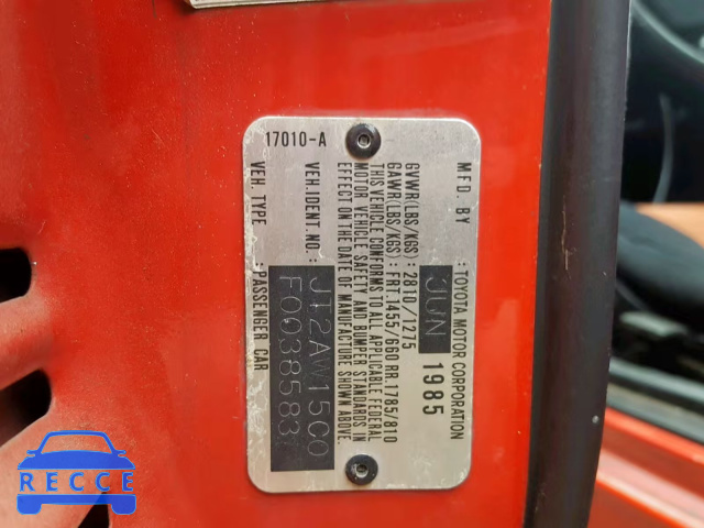 1985 TOYOTA MR2 JT2AW15C0F0038583 image 9