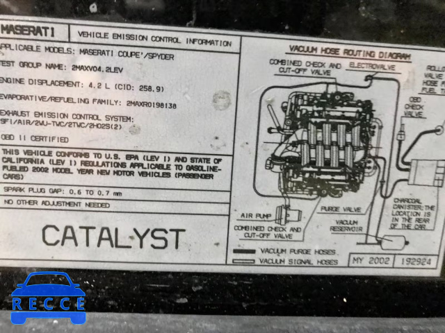 2002 MASERATI SPYDER CAM ZAMBB18A420007442 Bild 5