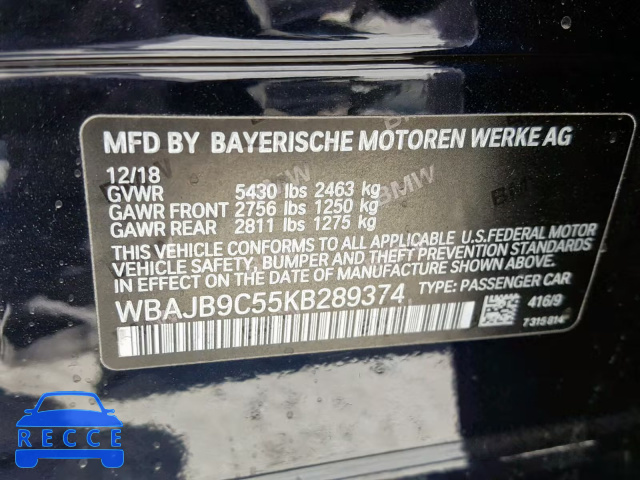 2019 BMW M550XI WBAJB9C55KB289374 зображення 9