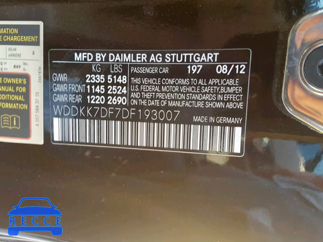 2013 MERCEDES-BENZ E 550 WDDKK7DF7DF193007 зображення 9