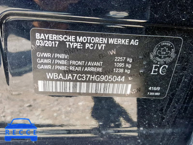 2017 BMW 530 XI WBAJA7C37HG905044 image 9