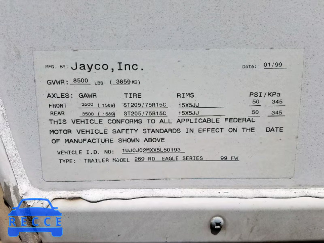 1999 JAYCO EAGLE 1UJCJ02MXX5L50193 зображення 9