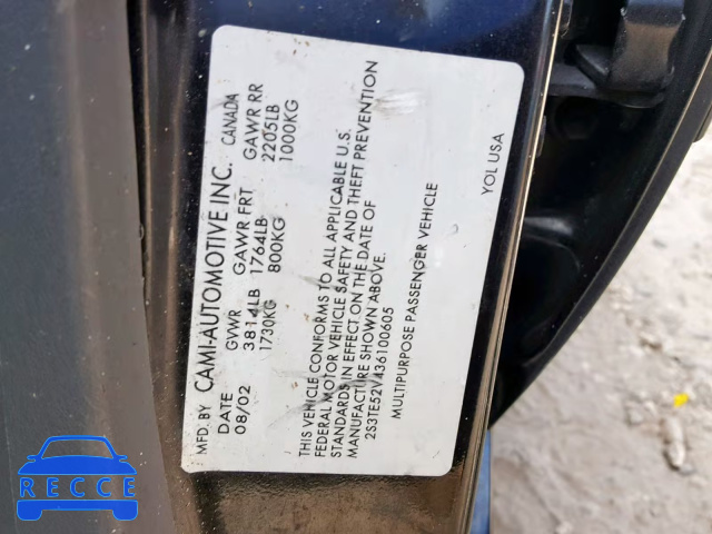 2003 SUZUKI VITARA JLS 2S3TE52V436100605 зображення 9