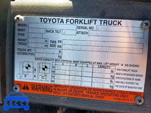 2004 TOYOTA FORKLIFT 87901 image 9