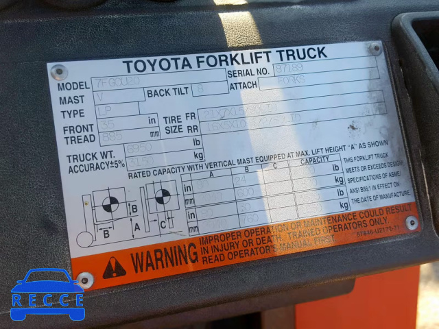 2004 TOYOTA FORKLIFT 87189 image 9