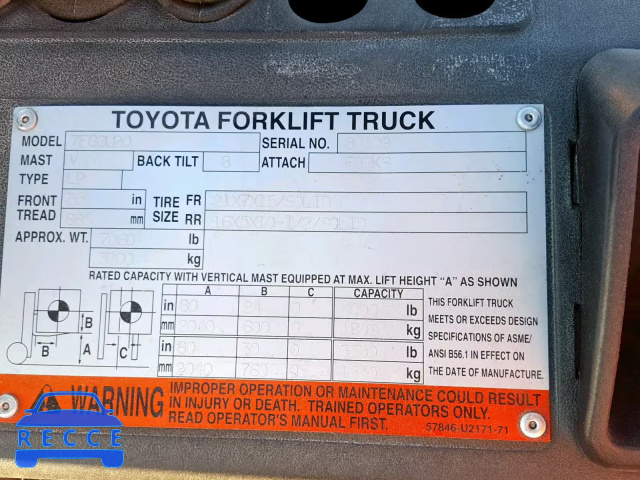 2003 TOYOTA FORKLIFT 80109 image 9