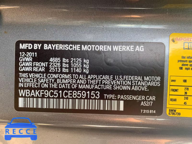 2012 BMW 335 XI WBAKF9C51CE859152 image 8