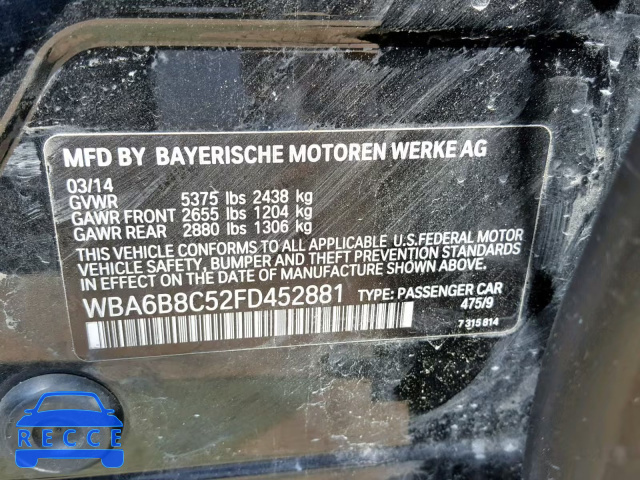 2015 BMW 640 XI WBA6B8C52FD452881 image 9