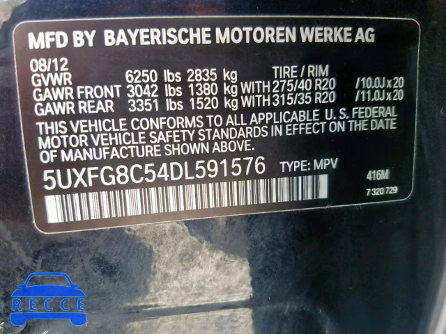 2013 BMW X6 XDRIVE5 5UXFG8C54DL591576 image 9