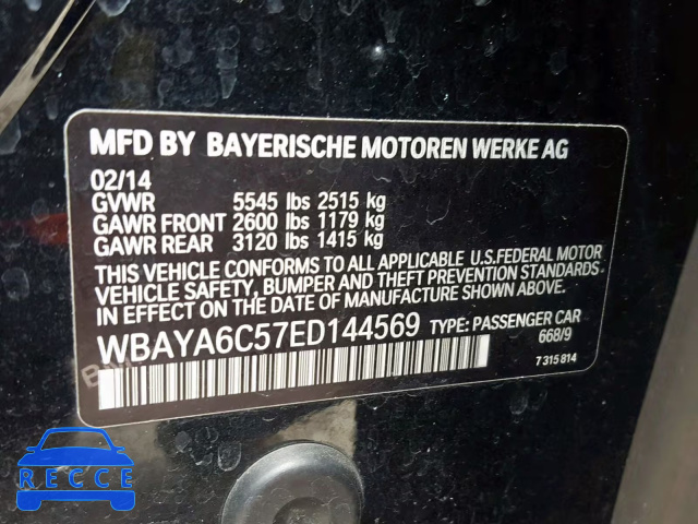 2014 BMW 740 I WBAYA6C57ED144569 зображення 9