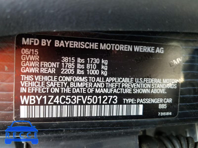 2015 BMW I3 REX WBY1Z4C53FV501273 зображення 9