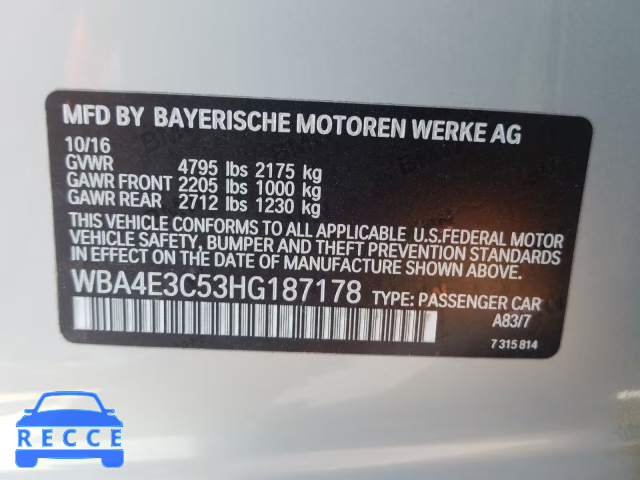 2017 BMW 440I GRAN WBA4E3C53HG187178 image 9