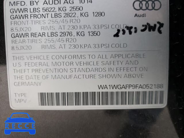 2015 AUDI Q5 PRESTIG WA1WGAFP9FA052188 Bild 12