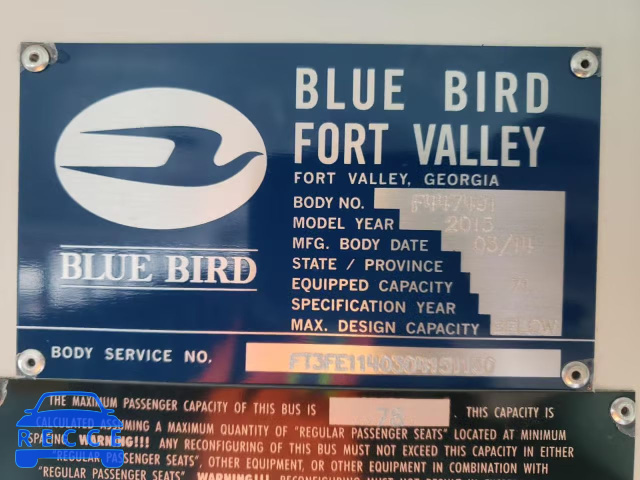 2015 BLUE BIRD SCHOOL BUS 1BABLCPA1FF308875 зображення 9