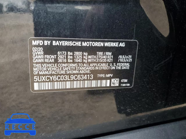 2020 BMW X6 XDRIVE4 5UXCY6C03L9C63413 image 12