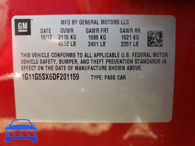 2013 CHEVROLET MALIBU 3LT 1G11G5SX6DF201159 image 11